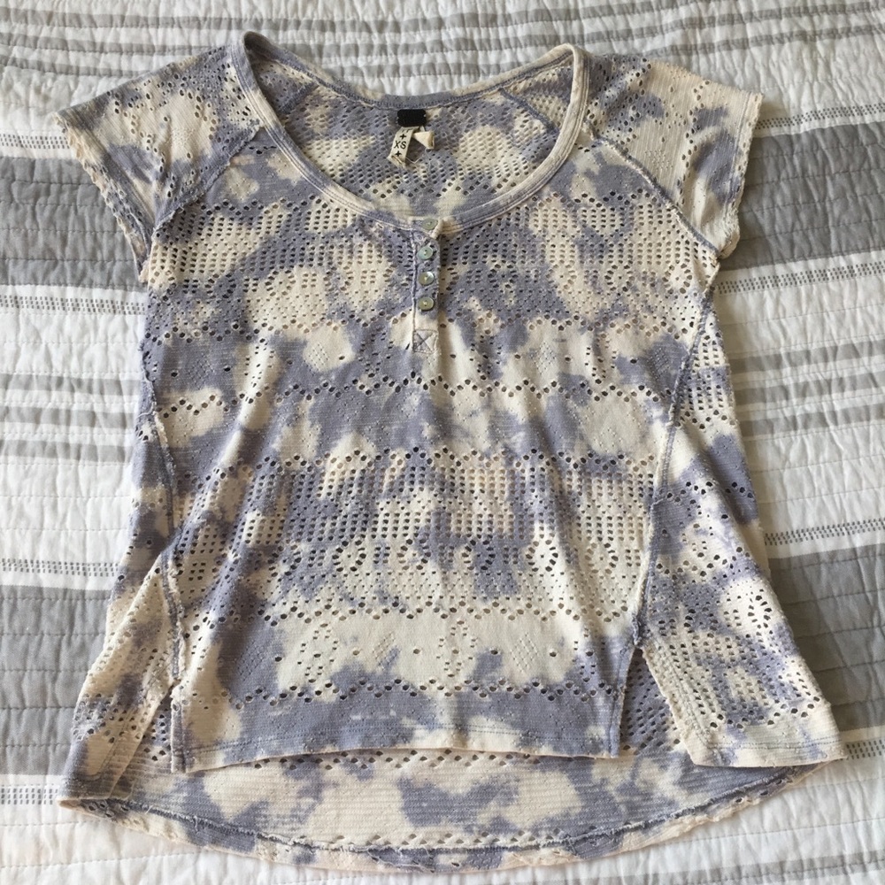 Free People XS Purple White T Shirt